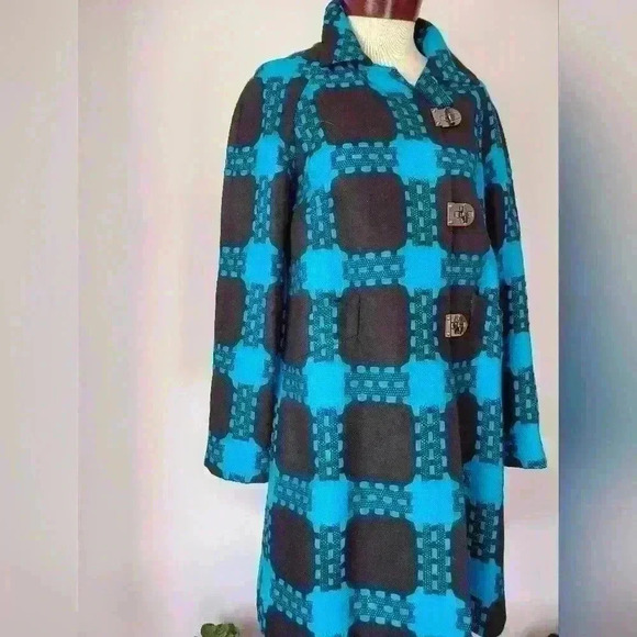 Per se teal and blue 100% wool jacket with toggle buttons. Size 6 - Picture 3 of 11